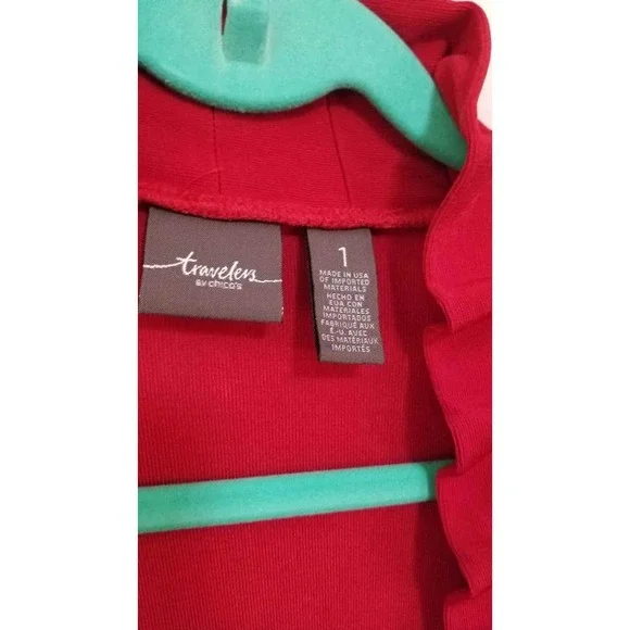 Chico's Women's Size 1 Princess Pleat Red Travelers Cardigan - Picture 5 of 9